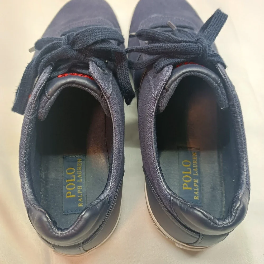 Polo Ralph Lauren HANFORD Canvas Sneakers Mens 9.5D Navy Blue Nylon Upper Casual